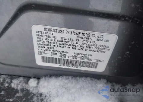 2014 Infiniti Q50 Premium z USA, uszkodzony, nr VIN JN1BV7AR6EM706635